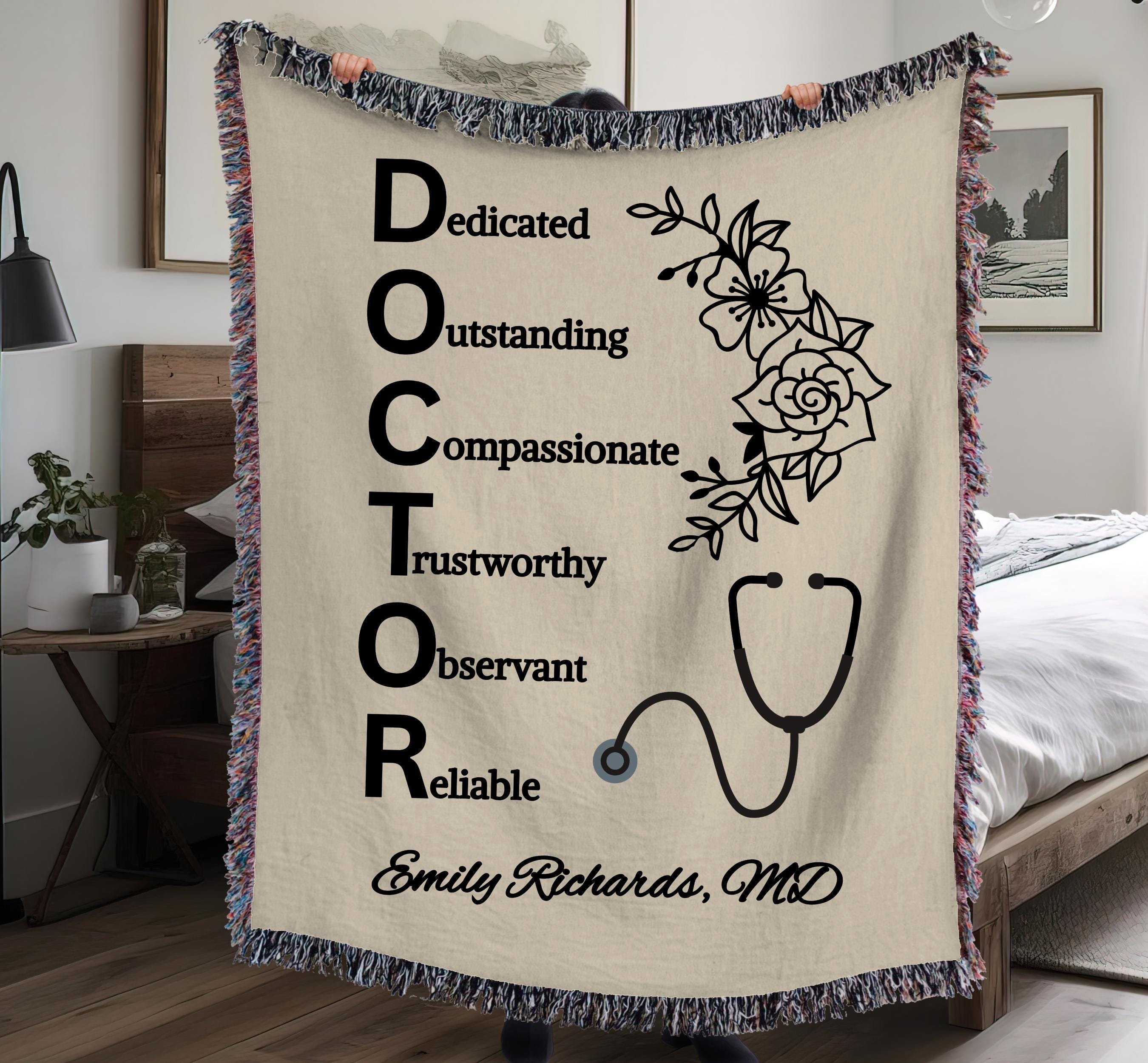 Custom Doctor Blanket, Professional Gifts, Personalized Woven Blanket, Gratitude Gift, Appreciation for Doctor, Doctor Tapestry, Woven Throw