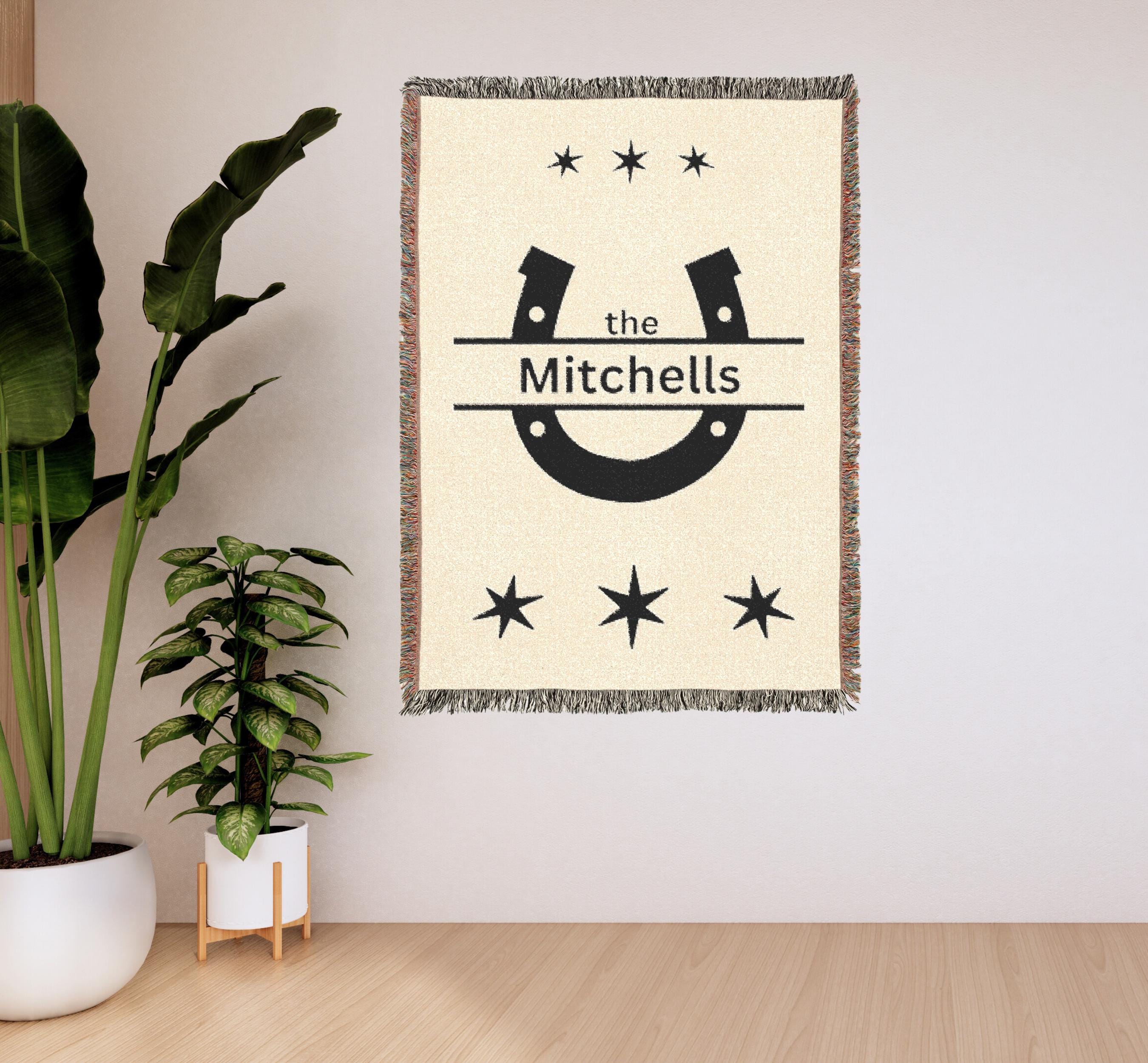 Family Name Blanket, Farmhouse Decor, Ranch Tapestry, Family Gifts, Housewarming Tapestry, Welcome Gifts, Couples Throw, Personalized Gifts