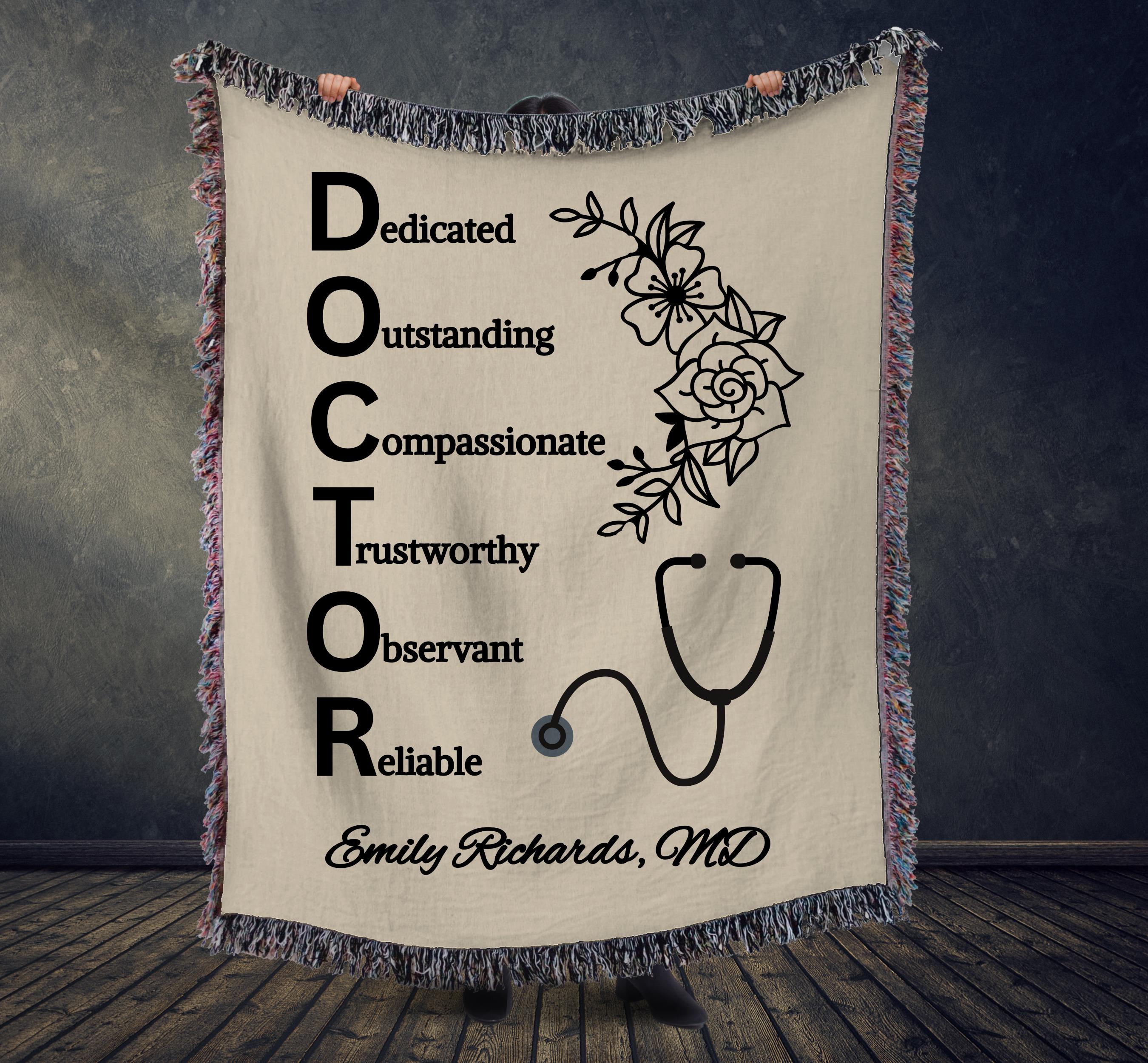 Custom Doctor Blanket, Professional Gifts, Personalized Woven Blanket, Gratitude Gift, Appreciation for Doctor, Doctor Tapestry, Woven Throw