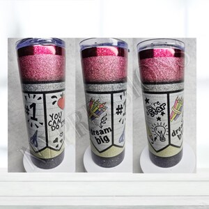 Teacher Pencil 20oz Tumbler | School Tumbler | Glitter Tumbler | Holographic Tumbler | Gift