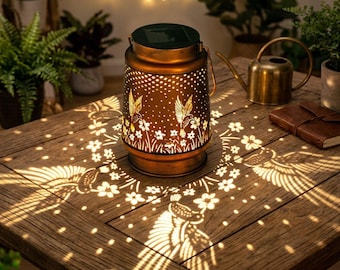 Lampa solarna z kolibrem, metalowa, wisząca lampa ogrodowa do dekoracji patio