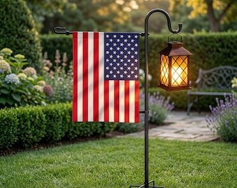 Garden Flag Pole Stand with Anti-Wind Clip, Rustproof Metal Yard Flag Holder for Heavy Duty Outdoor Display