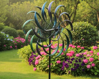 Colorful Iron Garden Wind Spinner – Outdoor Decor with Kinetic Motion, 200 cm Height