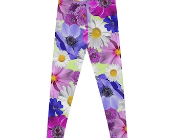 Rekbare bloemenlegging, hardlopen, joggen, yoga, sportschool Oefening Activewear lente yogabroek, kleurrijke trainingskleding voor dames, cadeau voor haar.