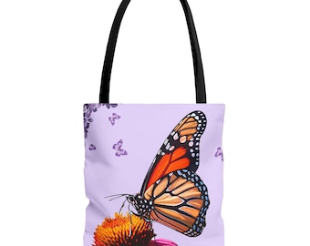Butterfly Tote Bag Eco-Friendly Floral Nature Lover Gift Summer Accessory Reusable Shopping Bag Nature Tote Bag Botanical Theme Three Sizes.