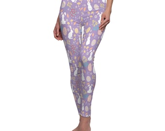 Easter Leggings Print Easter Leggings For Women with Cute Bunnies Eggs Theme Spring Yoga Fitness Workout Exercise Fashion Unique Casual Wear