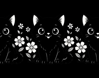 Taza de café con adorable gato negro - Lindo diseño de gato negro, regalo para amantes de las mascotas, taza de gato negro, taza para amantes de los gatos, taza de estilo Kawaii floral, taza de gato única