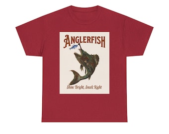 Anglerfish Shirt, Gift for Anglers, Bioluminescent fish shirt, marine biology gift,  Sea monster tee, Deep Sea Tee Shirt, Angler fish Shirt.