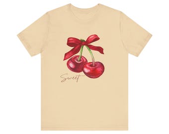 Cherry shirt, Cherry shirt Women, Cherries tee shirt, Cherry t-shirt, Cherry coquette shirt, Cherry blossom t shirt, Cherries with bow tee
