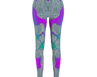 Vibrant Neon Abstract Leggings for Women, Casual Activewear Comfortable Yoga Pants Gift for Fitness Enthusiasts Festival Wear Stylish Pants