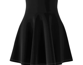 Chic Trendy Women's Black Basic Skater Skirt, Casual Summer Fashion, Dance Outfit, Everyday Wear, Party Skirt Cute Dress for Fun Outings.