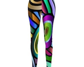 Vibrant Abstract Women's Casual Leggings - Stylish Activewear, Yoga Pants, Graphic Leggings, Comfortable Fashion, Gift for Her. Vivid Vibes.