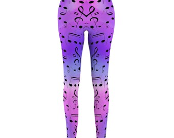 Musical Note Clothing Music Theme Women's Leggings Unique Leggings Festival Outfit Yoga Pants Dance Parties Music Lover Gift Fun Leggings.