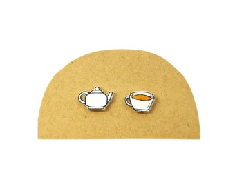 Little Teapot & Cup | Stud Earrings | Hypoallergenic