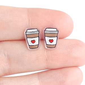 Little Coffees | Stud Earrings | Hypoallergenic Titanium Posts