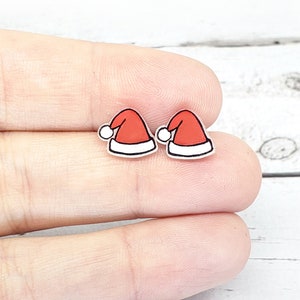 Little Santa Hats | Stud Earrings | Hypoallergenic Titanium Posts