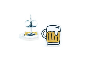 Little Beer Mugs | Stud Earrings | Hypoallergenic