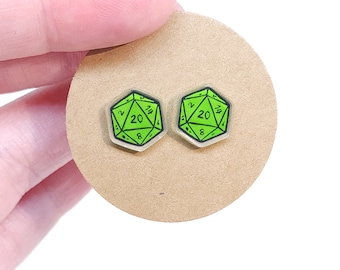 Little D20 Dice | Stud Earrings | Hypoallergenic