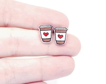 Little Coffees | Stud Earrings | Hypoallergenic
