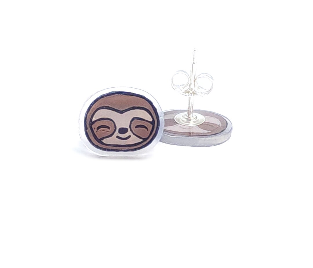 thumbnail image 2 of 925 Sterling Silver Cute Sloth Stud Earrings For Girls - Hanging Tree Design In Box 2 of 5