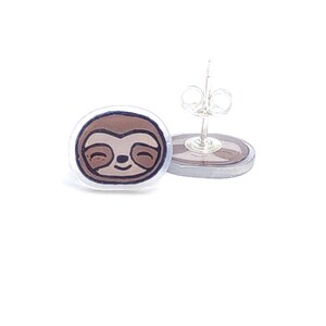 thumbnail image 2 of 925 Sterling Silver Cute Sloth Stud Earrings For Girls - Hanging Tree Design In Box 2 of 5