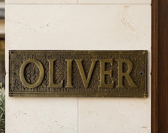 Custom Bronze Name Plaque, Personalized Door Sign, Antique Bronze House nameplate, Vintage Surname sign