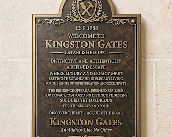 Placa conmemorativa de bronce personalizada / Marcador histórico clásico con letras en relieve / Placa informativa de bronce / Letreros para puntos de referencia exteriores