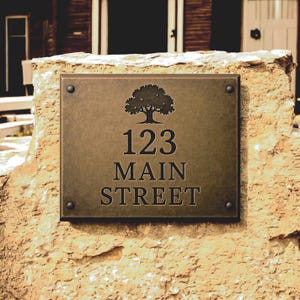 Customized bronze address sign plaque - 2 mm deep etched signs - Cast Bronze durable signs - Vintage metal nameplates