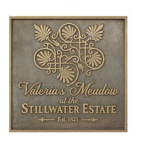 Placa de bronce personalizada: Letrero con nombre y logotipo personalizados / Marcador de finca grabado / Letrero metálico con acabado antiguo