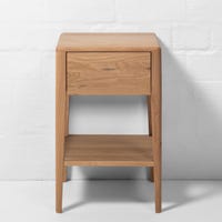 Scandinavian Light Walnut Logan Narrow Bedside Table