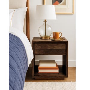 Space-Saving American Walnut Nightstand — Soft-Close drawer, Solid Hardwood