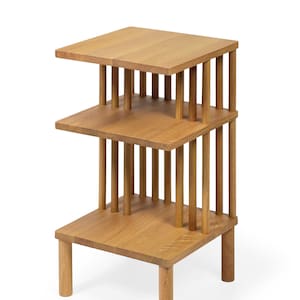 Solid American White Oak Nightstand – 3 Shelf Narrow Bedside Table