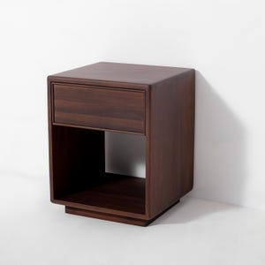 Mid Century Modern American Walnut Nightstand — Soft-Close drawer, Solid Hardwood