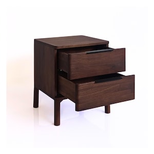 Handcrafted American Walnut 2-Drawer Nightstand — Mid-Century Soft-Close Bedside