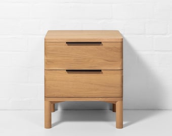 Mid Century Modern American White Oak Nightstand: Soft-Close Drawers, Fully Assembled, Handmade