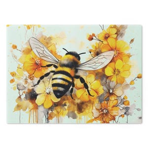Bee Floral Cutting Board | Vibrant Garden-Inspired Kitchen Decor | Eco-Friendly, Dishwasher Safe, Gift for Garden Lovers & Bee Enthusiasts