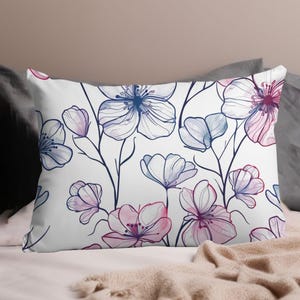 Floral Decorative Pillow Case, Flower Print Cushion Cover, Modern Floral Throw Pillow, Botanical Pattern Decor Cushion, Home Decor