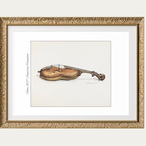 Violin vintage painting musical instrument painting digital print gift for music lover home decor living room music room office study