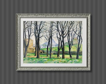 Chestnut Trees at Jas de Bouffan – Paul Cézanne Digital Wall Art, Post-Impressionist Landscape Print, Vintage Nature Download