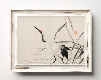 Japanischer Kranich Druck: Vintage Ukiyo-e Vogel Kunst (Digitaler Download