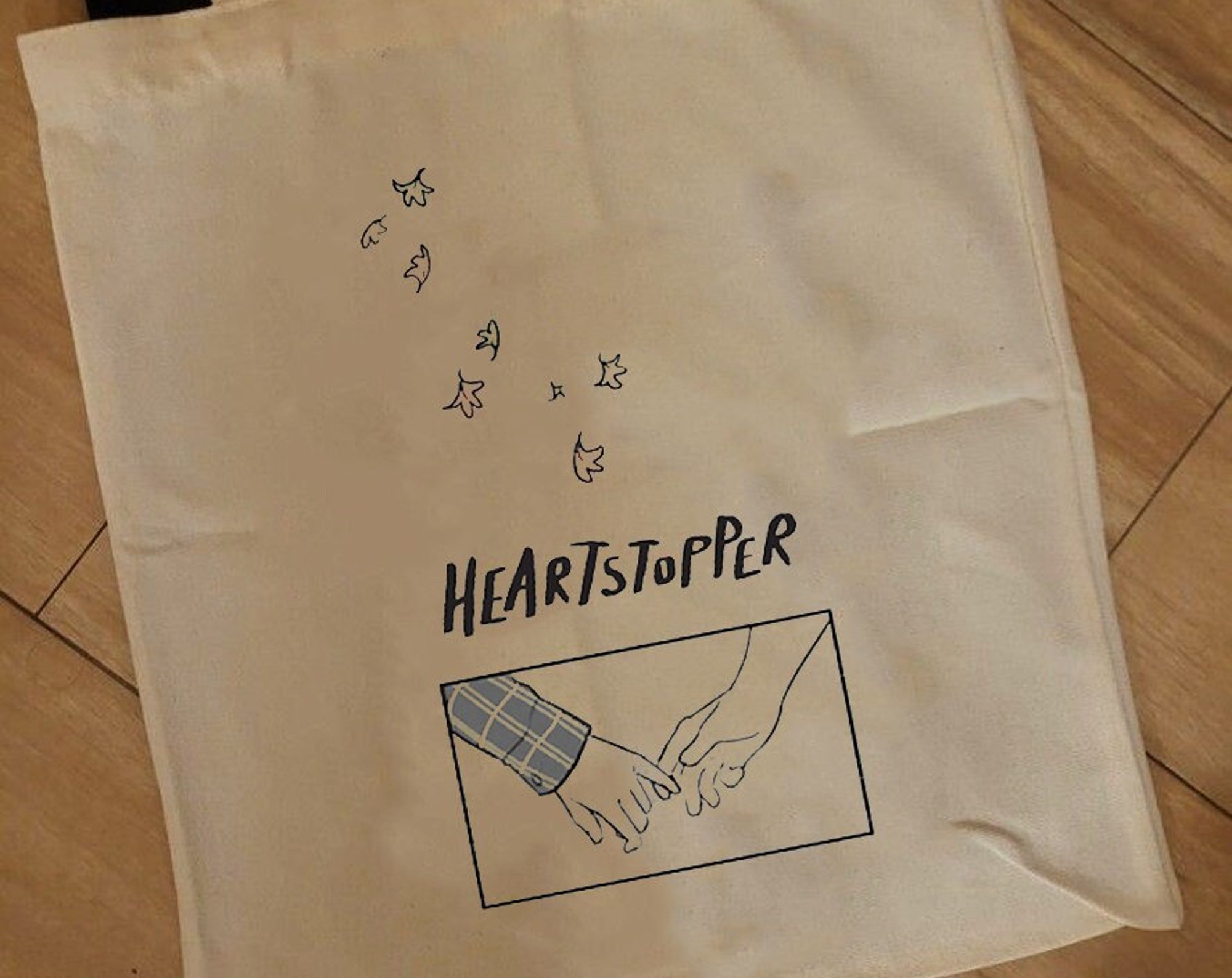 Heartstopper Totebag Nick and Charliel Hand in hand LGPTQ Canvas Tote Bag