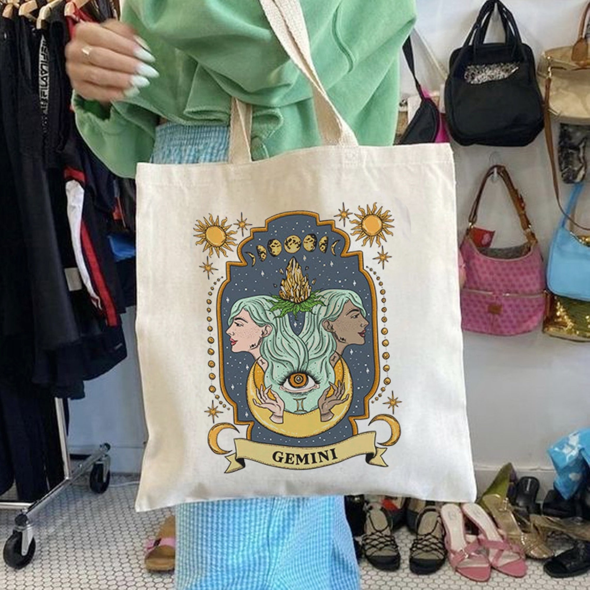 Gemini Zodiac Canvas Tote Bag