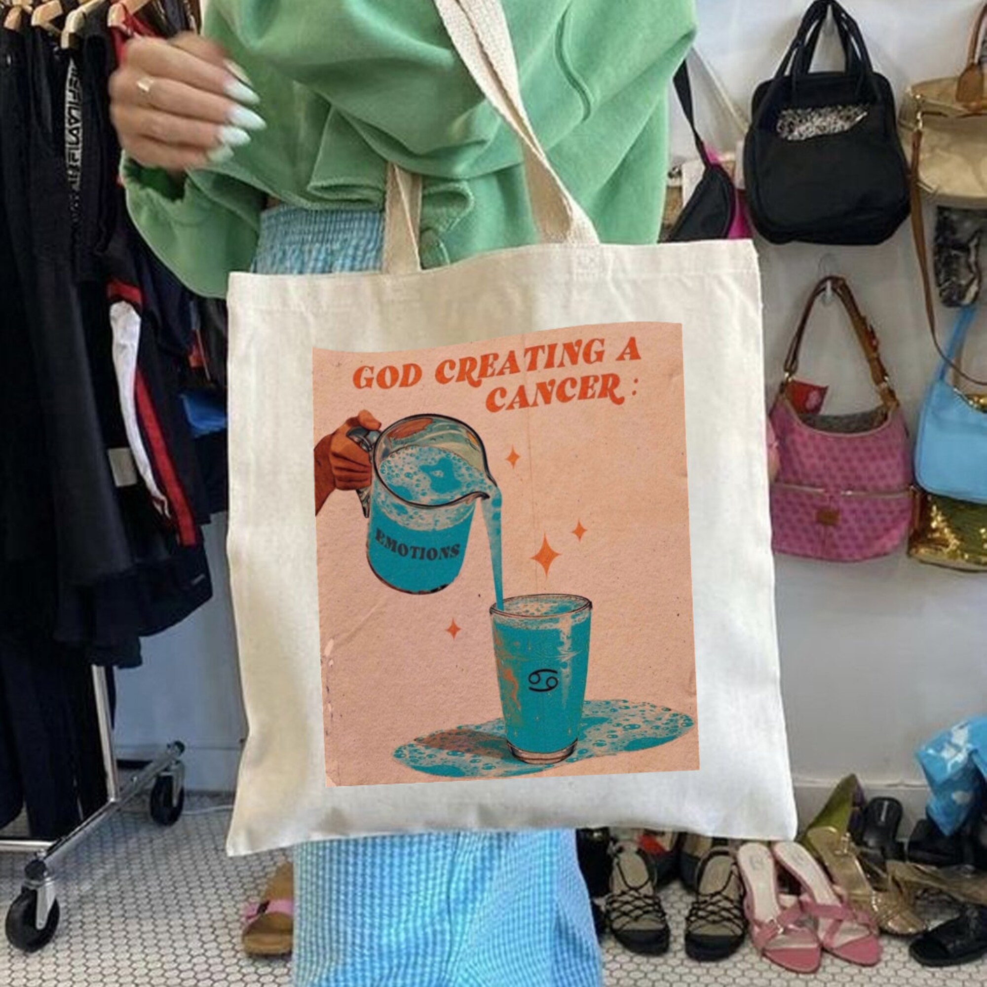 God Creating A Cancer Canvas Tote Bag