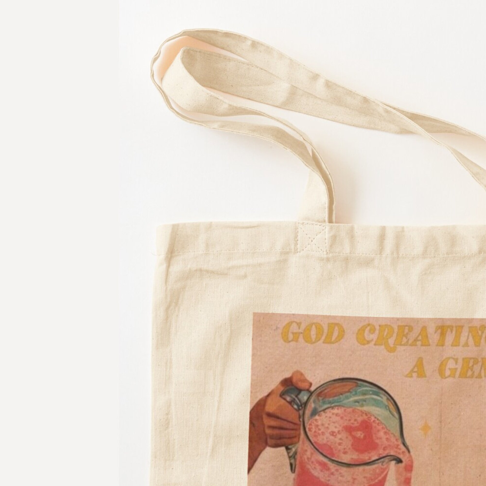God Creating A Gemini Canvas Tote Bag, Gemini Sign Canvas Bag