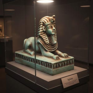 Estatua de la Esfinge del Antiguo Egipto: Guardiana del Conocimiento Sagrado, Antigüedades Faraónicas Raras a. C.