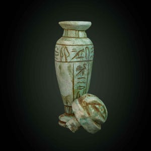 古代エジプトの遺物 アイメイク 花瓶 マカラ 壷 像 | 希少なファラオの石 アンティーク 紀元前 コレクター向け アンティーク 装飾品