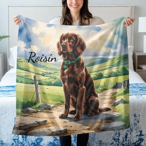 Irish Setter Dog Mom Gift, Personalized Puppy Name Blanket, Custom Red Setter Throw, Cozy Pet Lover Fleece, Irish Dog Owner Gift Idea