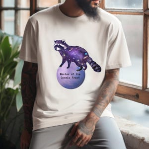 Funny Space Raccoon Shirt, Trash Panda Galaxy Shirt, Master of Cosmic Trash, Sci-Fi Animal Graphic Tee, Space Lover Gift