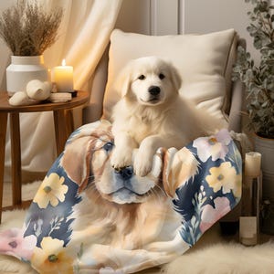 Personalized Golden Retriever Puppy Blanket: Soft Fleece Baby Throw
