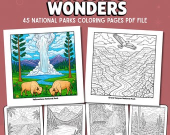 Kleurboek Natures Wonders: 45 prachtige kleurplaten nationale parken (digitale download)